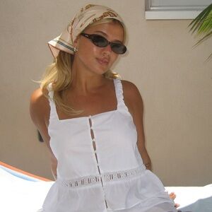 Djerf Avenue x Frankie’s Bikinis Airy Poplin Buttoned Top White